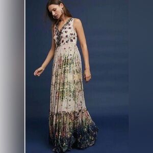 NWT Anthropologie Bhanuni by Jyoti Cydney Tiered Beaded Maxi Dress Size 16